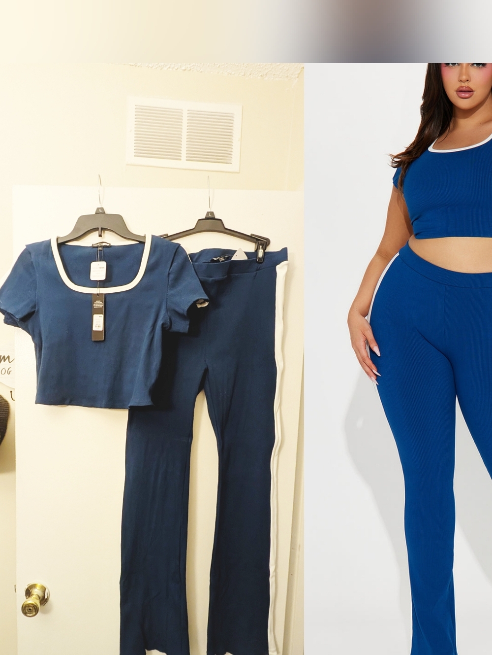 2/$20 Fashion Nova Ribbed Crop Top & Flare Pants Set